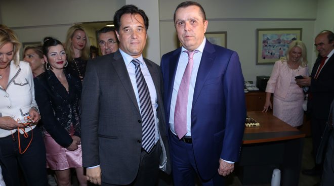 Ο Νίκος Καραμανλής με τον αντιπρόεδρο της ΝΔ, Άδωνι Γεωργιάδη