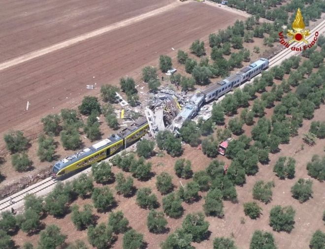 Ανείπωτη τραγωδία στην Ιταλία-Τουλάχιστον 20 νεκροί από σύγκρουση τρένων