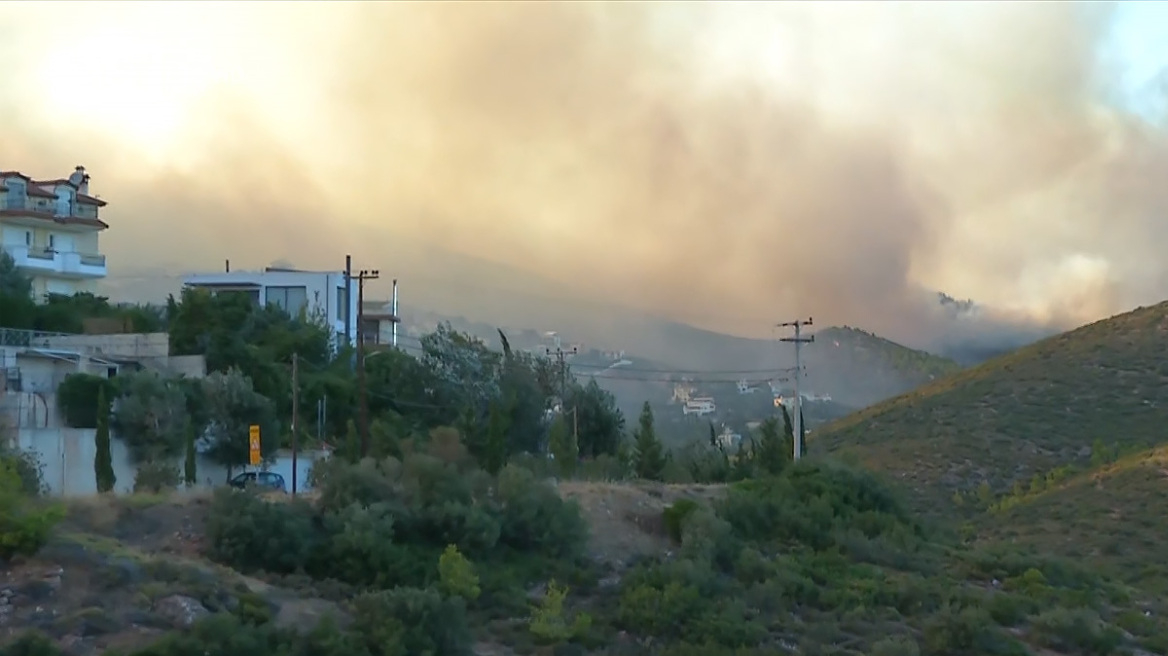 Δραματικές ώρες στην Πεντέλη: Κάηκαν σπίτια στο Ντράφι – Μπήκε και ο στρατός στη μάχη (ΦΩΤΟ – Video)