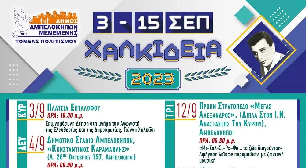 Θεσσαλονίκη: Τον Σεπτέμβριο τα Χαλκίδεια στον δήμο Αμπελοκήπων – Μενεμένης