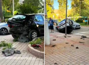 Απίστευτο τροχαίο: ΙΧ «μπούκαρε» σε παρκάκι και έπεσε σε παρκαρισμένα αυτοκίνητα