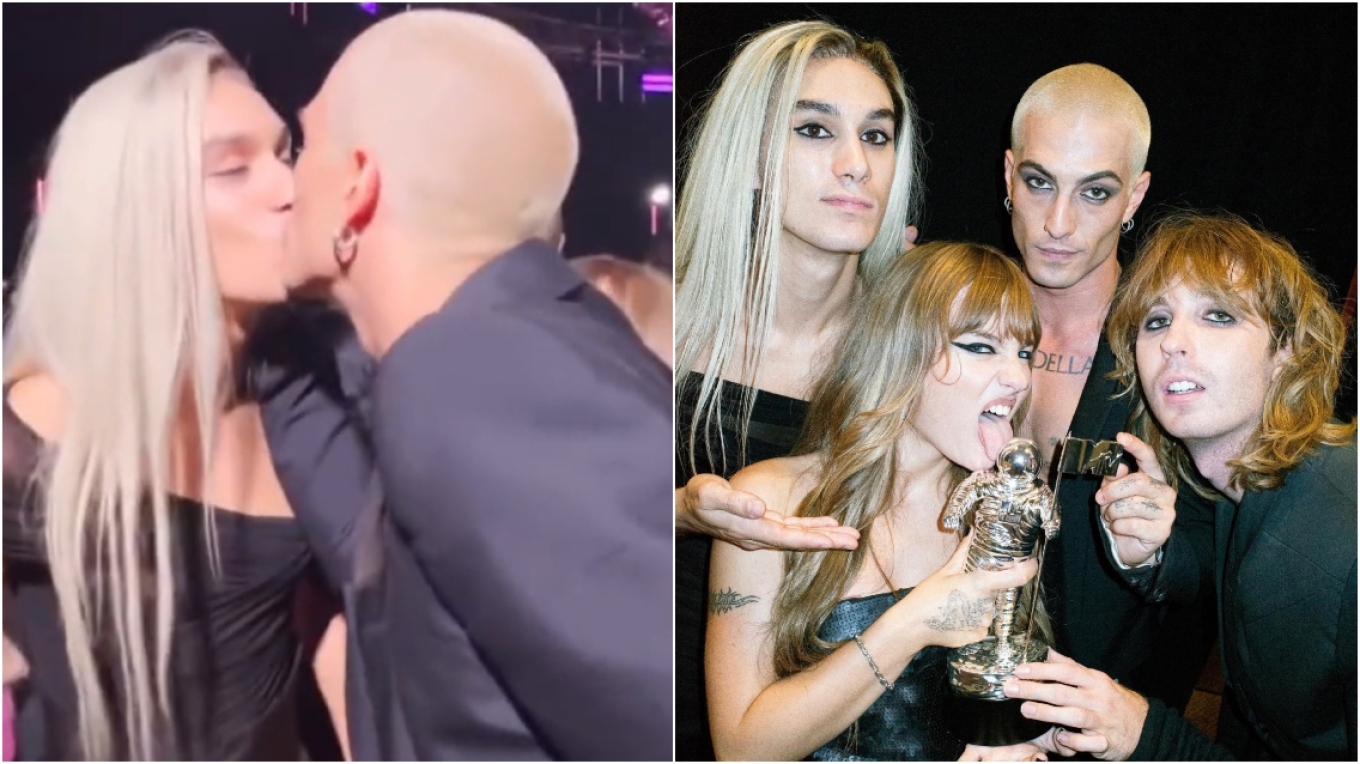 Maneskin: Βίντεο: Η στιγμή που ο Νταμιάνο Νταβίντ φιλά στο στόμα τον ντράμερ (Video)