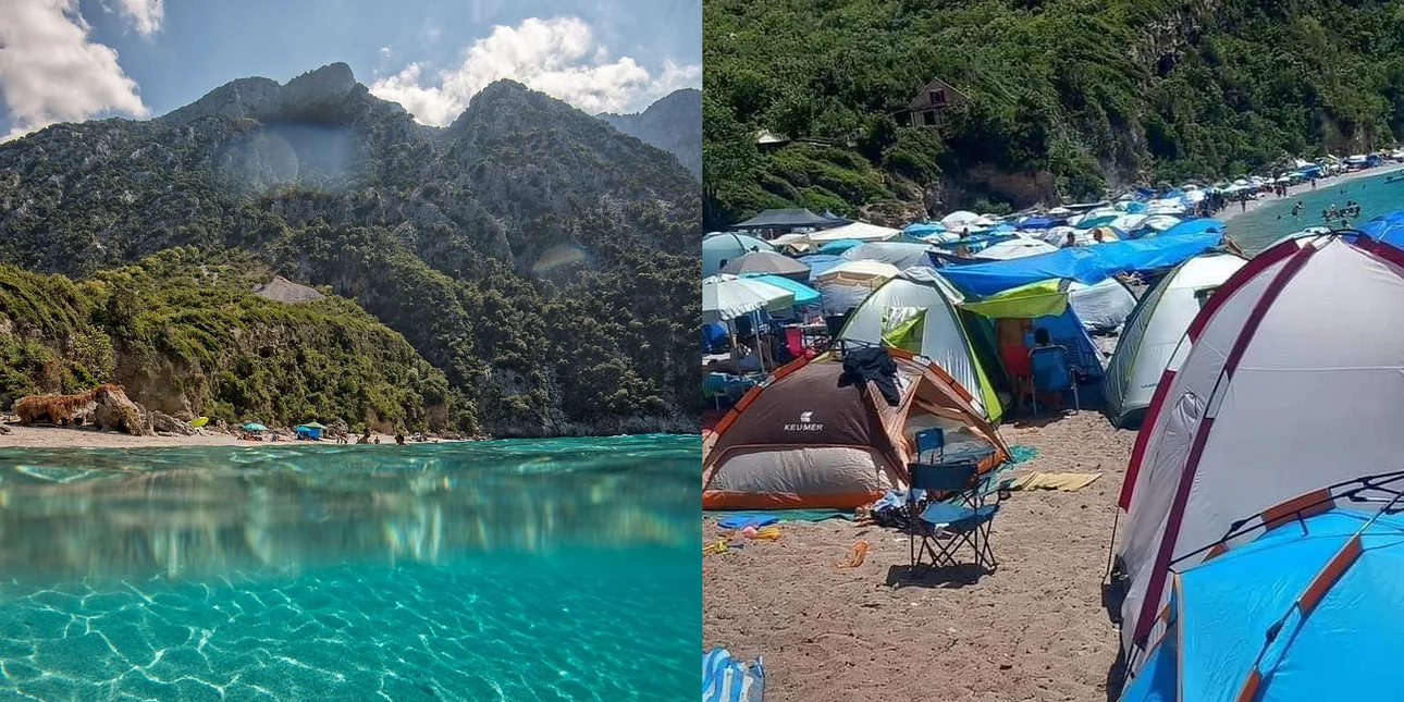 Απίστευτη φωτογραφία από παραλία της Εύβοιας που γέμισε σκηνές το τριήμερο -Αντιδρούν οι ντόπιοι