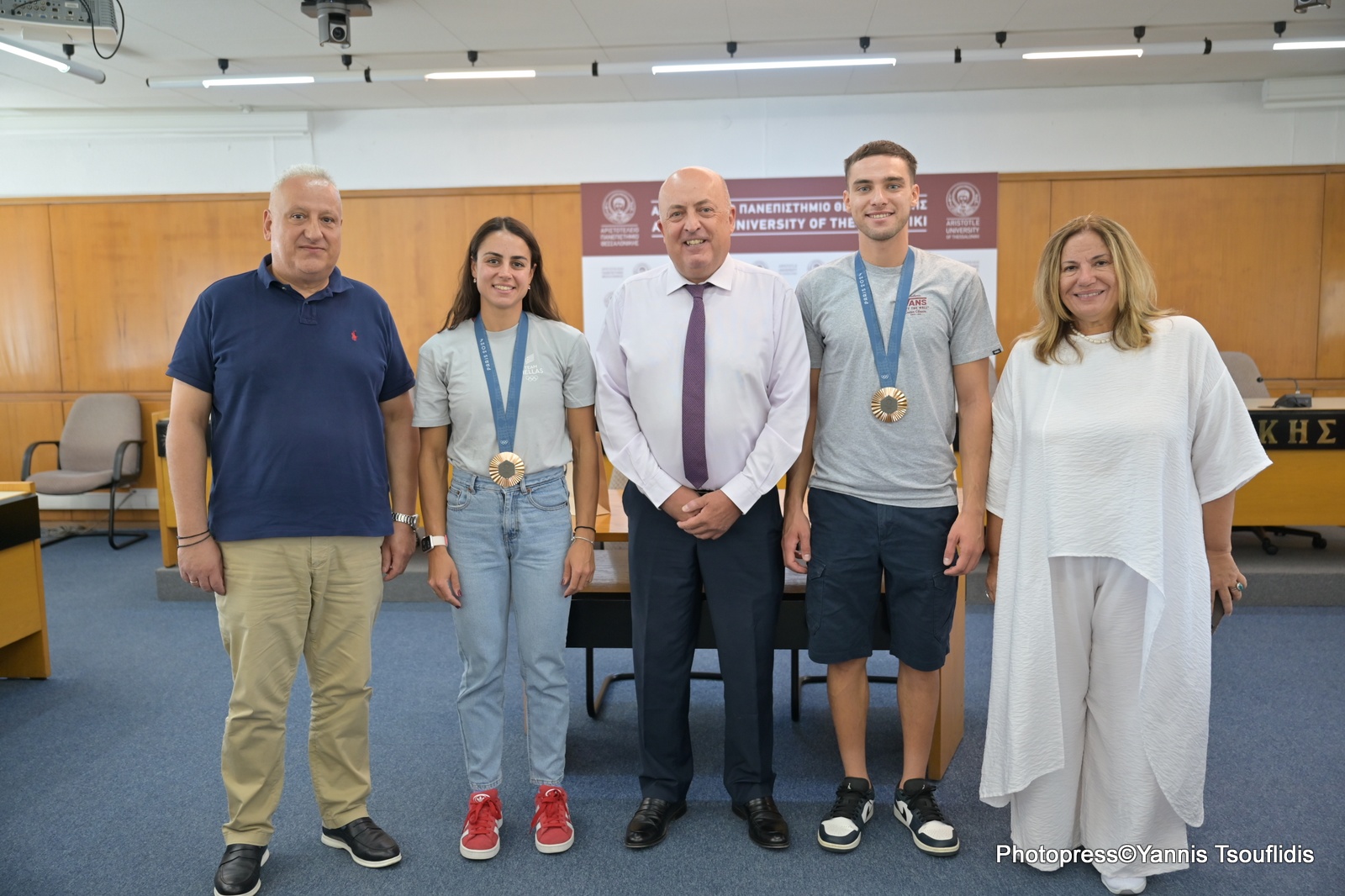 Θεσσαλονίκη: Υποδοχή των χάλκινων ολυμπιονικών Πέτρου Γκαϊδατζή και Ζωής Φίτσιου στο ΑΠΘ