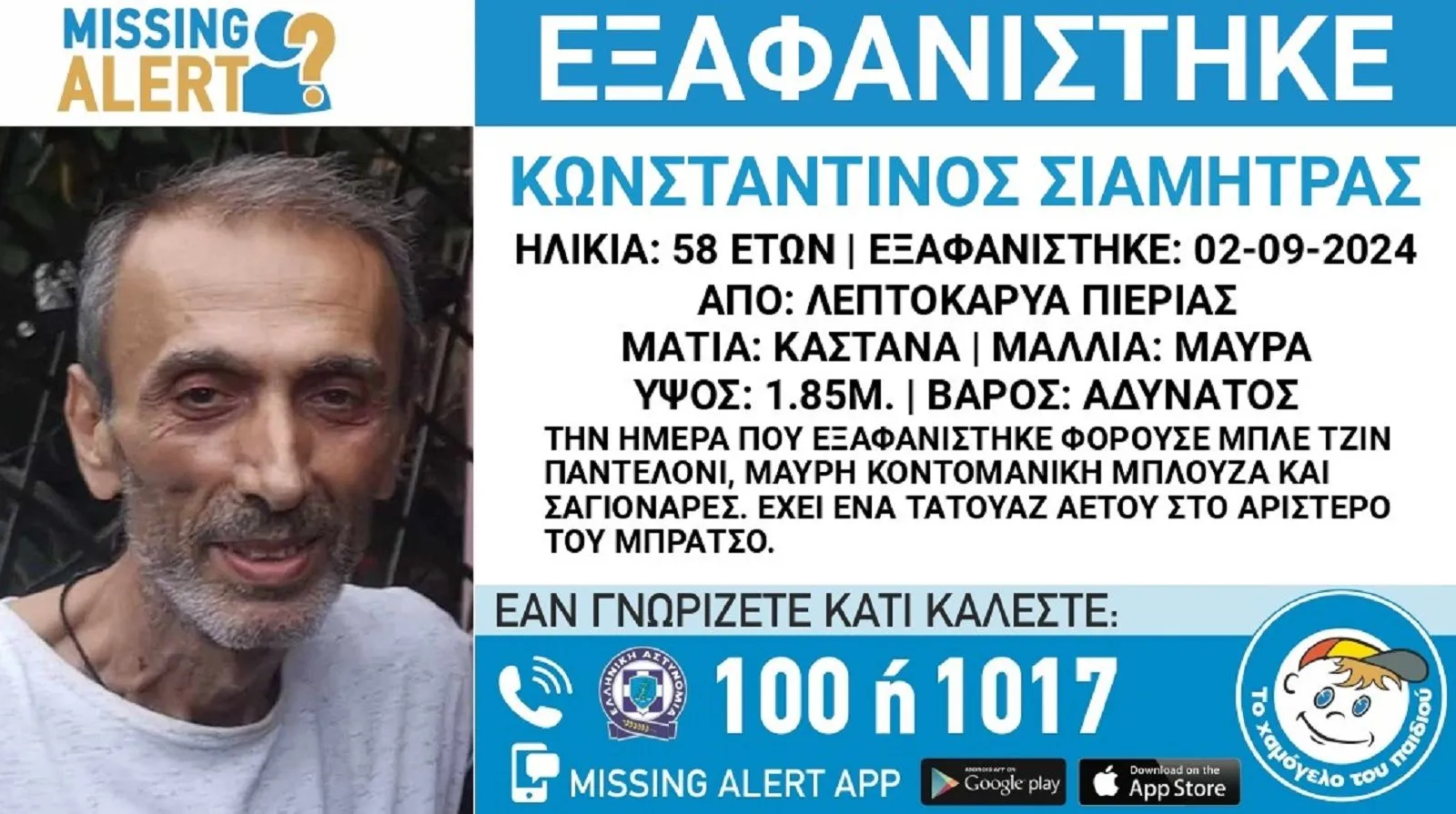 Πιερία: Συναγερμός για την εξαφάνιση 58χρονου από την Λεπτοκαρυά