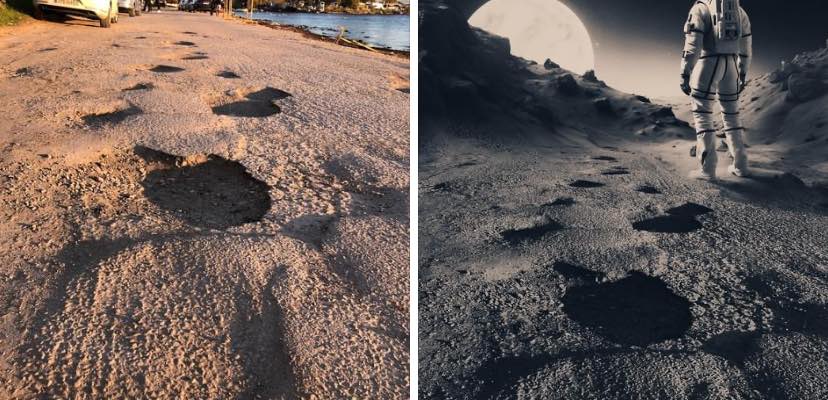 Θεσσαλονίκη: Σεληνιακό τοπίο στην περιοχή της Καλαμαριάς – Οι λακούβες θυμίζουν κρατήρες της σελήνης (ΦΩΤΟ)