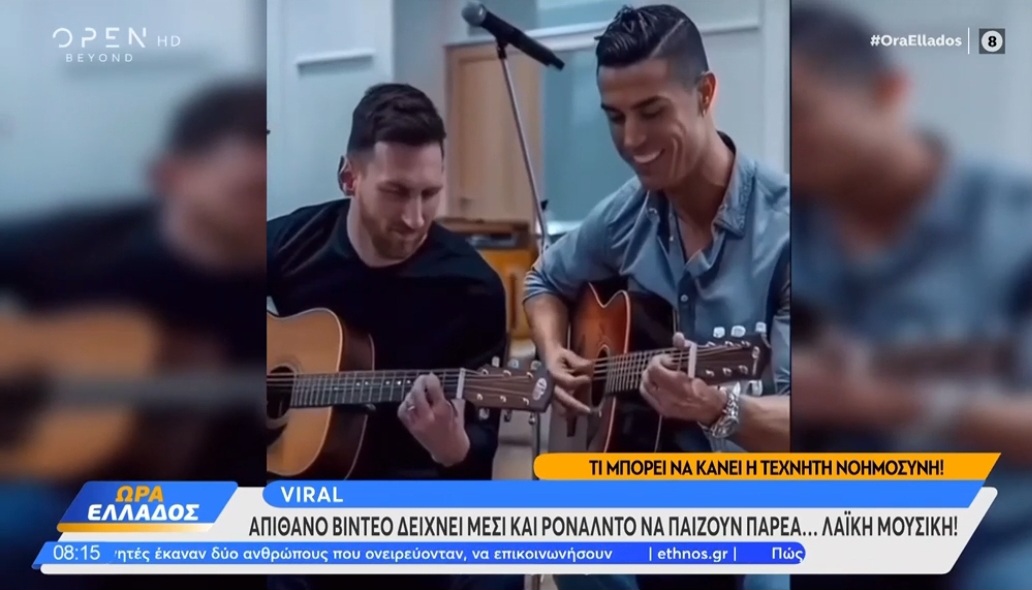AI: Μέσι και Ρονάλντο παίζουν παρέα με κιθάρες «δεν σε κρίνω που δε μ’ αγαπάς» (Video)