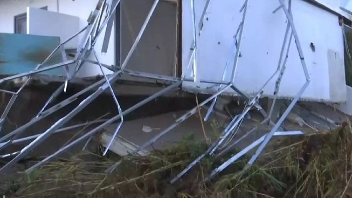 Ξενοδοχείο «κρέμεται» στον αέρα μετά το σφυροκόπημα της κακοκαιρίας (ΦΩΤΟ+Video)