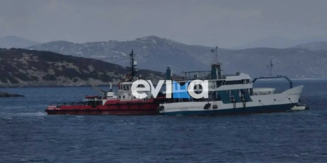 Ξεκίνησε η αποκόλληση του πλοίου στα Στύρα που προσάραξε σε ξέρα